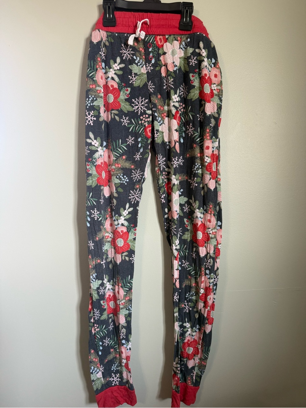 Little Sleepies Dark Gray Floral Lounge Pants with Red Waistband